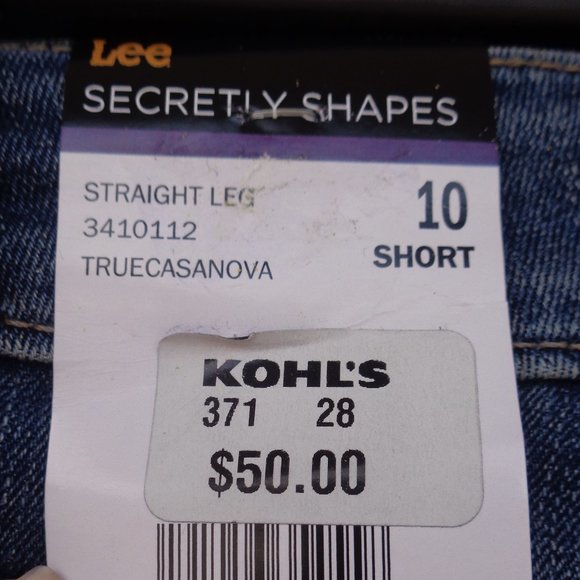 Lee secretly shapes straight leg mid rise jean regular fit size 10 short - Picture 10 of 13